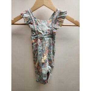 Louise Misha Krinsha Water Jodhpur Flower Organic Cotton Overalls Romper 3M